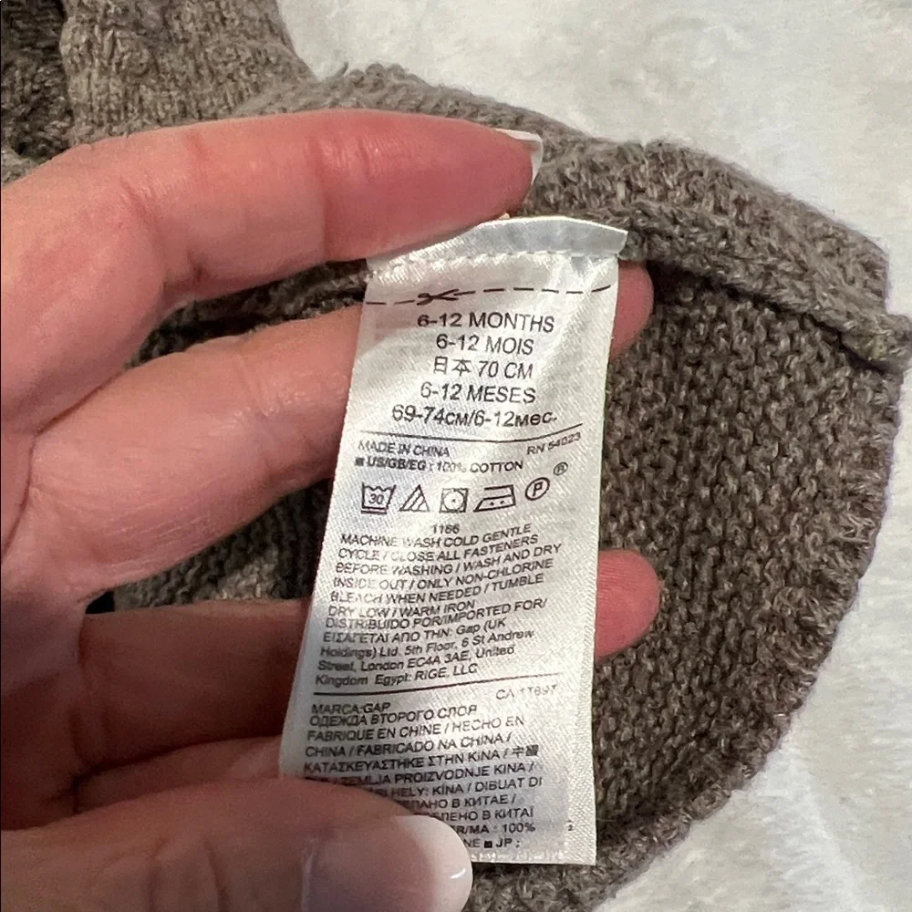 Baby Gap Adorable Brown Bear Hooded Cardigan Sz 6-12 months